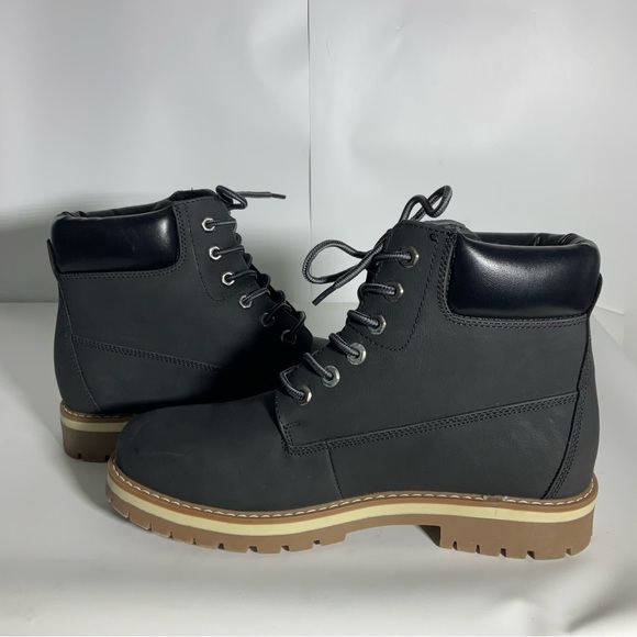 Bruno Marc Black Lace-Up Ankle Boot with Rubber Sole Padded Ankle Padding Sz 9.5 - Picture 7 of 16